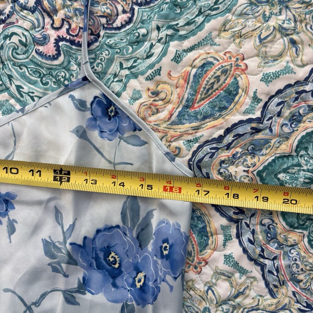 Private Luxuries Medium Silky Blue Night Gown dress Flower Print Shift Maxi - Picture 5 of 5